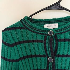 Free Assembly green striped cardigan
